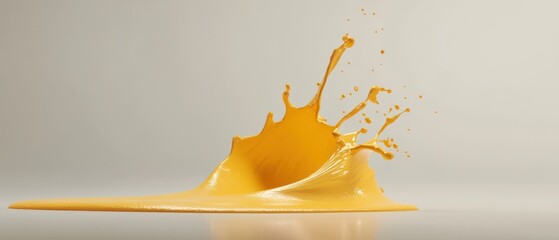 Poster - Dynamic splash of vibrant yellow paint creating abstract liquid sculpture on neutral background Concept of creativity, art, and fluid motion