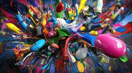 Poster - Modern burst of abstract colors syncing with sound, high contrast and pop culture tones