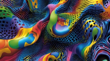 Poster - Colorful halftone pattern with shiny effects and spherical gradient layout