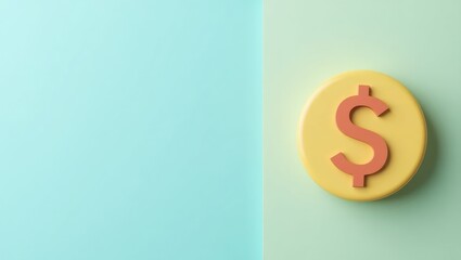Poster - Stock Bits. Symbolic wealth displayed. Isolated background, copyspace.. Dollar sign proudly displayed on wall represents symbolic wealth in otherwise minimalist domestic space.