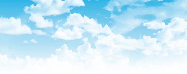 Wall Mural - summer blue sky cloud gradient light white background. panorama view blue sky image. vector illustra