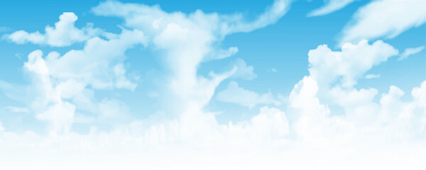 Wall Mural - summer blue sky cloud gradient light white background. vector illustration.