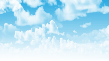 Wall Mural - summer blue sky and white clouds background. beautiful clear cloudy in calm sunlight spring season. 