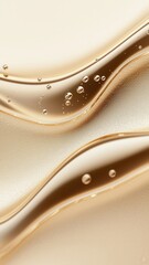 Poster - Golden liquid flowing, forming graceful curves with suspended bubbles shimmering across glossy surface, embodying luxury and visual elegance