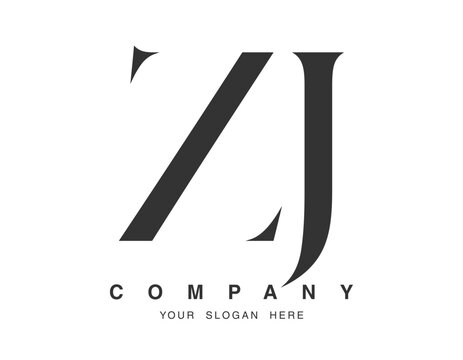 ZJ logo design. Initial letter z and j serif font style. Creative classic company name typography. Trendy logotype or identity.