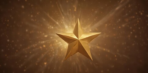 Wall Mural - A single, gleaming golden star on a rich brown backdrop , cosmos, excellence