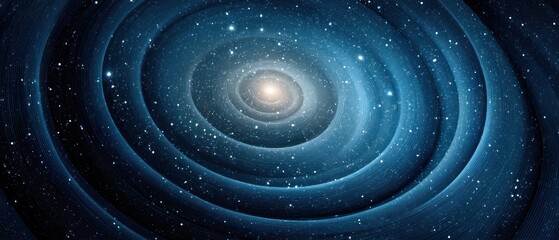 Fototapete - An endless spiral galaxy with luminous stars creating a cosmic swirl effect with a bright center and circular depths, full of wonder and exploration.