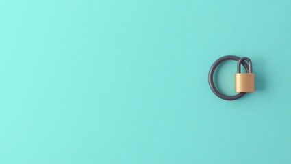 Poster - TimeBased OneTime Password. Secure Digital Lock. Isolated background, copyspace.. Locked digital vault holds secret one-time password, symbolizing safety and security in personal space online.