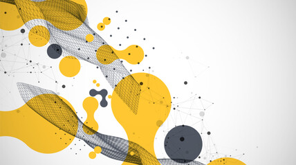 Aufkleber - The abstract wave is made in a frame style. Template for science and technology presentation. Vector art.