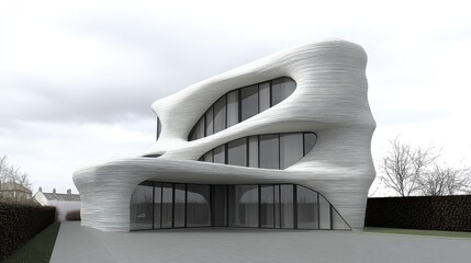 Poster - Futuristic Architectural Marvel Innovative Home Design Organic Structure Modern Residence Visualisation Eccentric Building Exterior