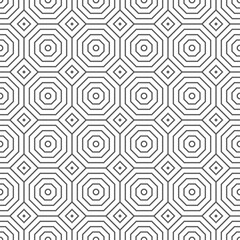 Wall Mural - intricate, monochrome seamless geometric pattern features nested octagons and small squares for mode
