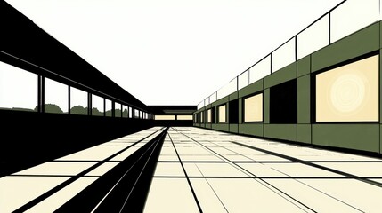 Poster - PixelatedPerspectiveIllustrationHallwayStructureInteriorDesignSpaceOpticalIllusionArchitecturalAbstractRenderedVisualization