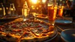 © Mitchell - Delicious Pepperoni Pizza and Iced Tea at Sunset Enjoy a summer evening with friends sharing tasty pizza and refreshing drinks outdoors
