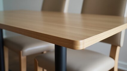 Poster - Two Person Table. Simple Family Setting. Trend product close-up. Simple, wooden table with four chairs in cozy family setting conveys warmth and togetherness naturally.