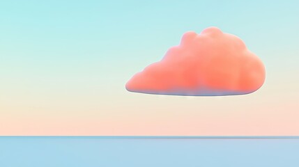 Poster - An isolated pink cloud floating in a soft gradient sky