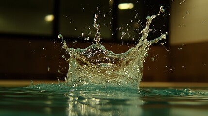 Poster - A beautiful and dynamic water crown splashing in a pool