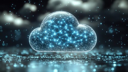 Fototapete - Network Cloud Computing, Digital Data, Technology Concept