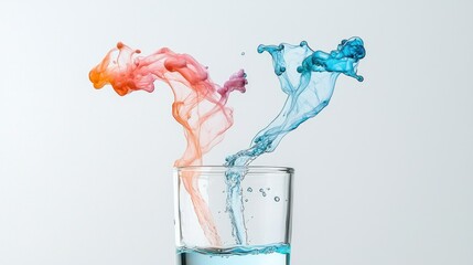 Poster - Colorful liquids merging with water inside a glass container