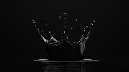 Poster - A water crown and droplets creating a dynamic splash in darkness