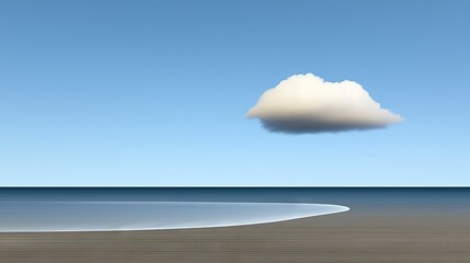 Poster - A lone cloud hovers above the calm ocean and sandy shore