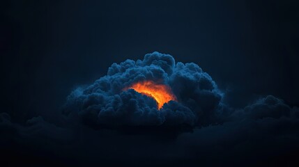 Poster - Burning orange light illuminates a dark swirling cloud formation