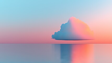 Poster - A colorful cloud is reflected in calm water with sky gradients