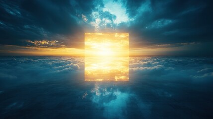 Poster - LuminousPortalTranscendingDimensionsAbstractLightFormGeometricEntityEmergingSkylineMysticalJourneyBeyondRealitiesOtherworldlyEncounter