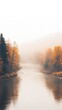 © aziz - Serene Autumn River Bend in Fog