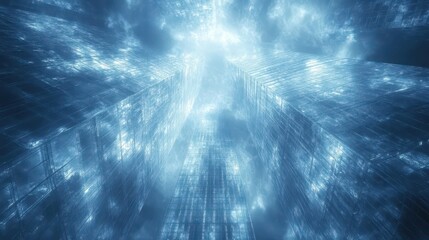 Poster - mystical energy burst with radiating light streaks evoking a sense of divine power and celestial tra