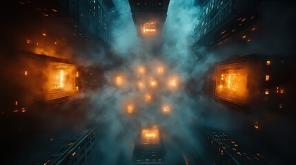 Wall Mural - Mystical cosmic nebula with otherworldly glowing forms and ethereal gas clouds abstract science fiction background for deep space exploration