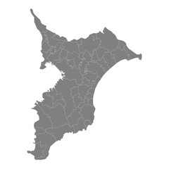 Fototapete - High Quality map of Chiba is a prefecture of Japan with borders of the districts