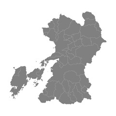 Fototapete - High Quality map of Kumamoto is a prefecture of Japan with borders of the districts