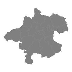Fototapete - High Quality map of Upper Austria is a state of Austria, with borders of the counties