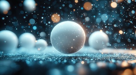 Wall Mural - Abstract digital composition of spheres and glittering particles.
