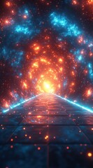 Wall Mural - A glowing path through a vibrant cosmic tunnel.