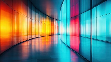 Poster - Abstract colorful hallway perspective vibrant architectural inte