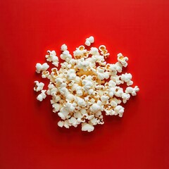 Aufkleber - Buttery kernels explode into fluffy clusters, a snack sensation that's perfectly poised against a vibrant red backdrop!