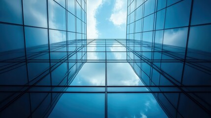 Poster - Symmetrical urban landscape showing office building architecture