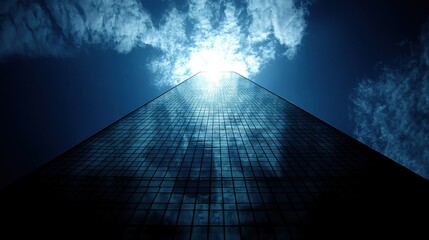 Poster - Technological Zenith A futuristic edifice soaring amidst the cel