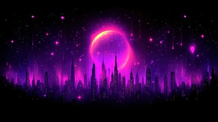 Aufkleber - cyberpunk metropolis under a celestial surge futuristic cityscap