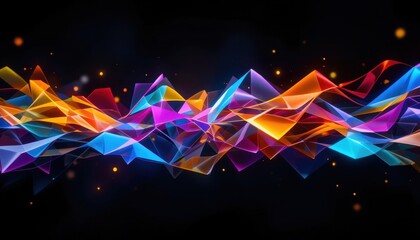 Fototapete - Vibrant Geometric Abstract Art Illuminated Shapes in Dynamic Composition
