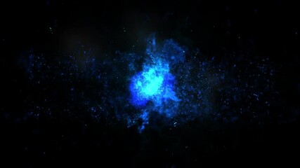 Wall Mural - center blue fire flares and ember blue particles effects loop transparent background alpha channel