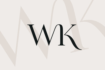 Fototapete - WK or KW letter logo icon design. Classic style luxury initials monogram.