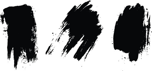 Fototapete - Isolated collection of abstract black paint splashes and brush stroke white background. Collection of black paint. Spray paint elements, brush stroke, black splashes set.