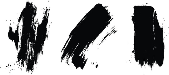 Aufkleber - Isolated collection of abstract black paint splashes and brush stroke white background. Collection of black paint. Spray paint elements, brush stroke, black splashes set.