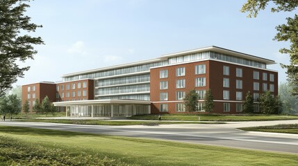 Poster - Modern apartment complex design against the sky symbolizing resi
