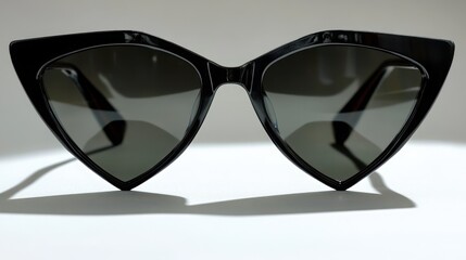 Poster - glasses with geometric shadows - angular modern glasses casting sharp, artistic shadows from side li