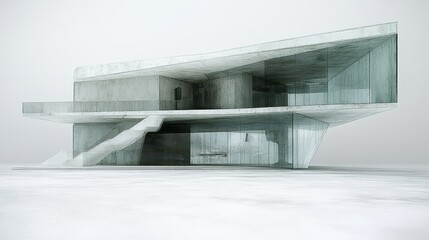 Poster - Minimalist angular architecture a modern glass house design in w