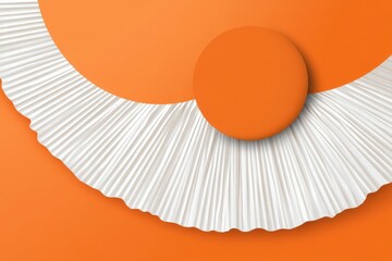 Aufkleber - Abstract Composition: Orange circle and pleated shape on orange background, minimalist and modern. A contemporary composition that embodies simplicity and visual impact.