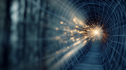 Poster - Light burst action inside a tunnel urban environment abstract photography dynamic perspective
